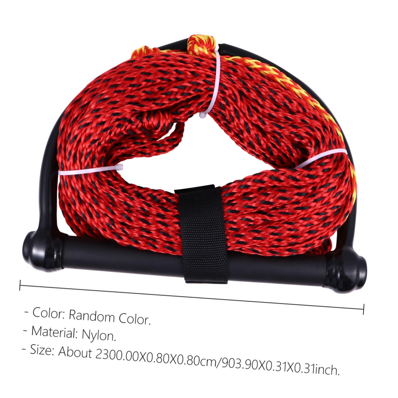 Corde de Ski Nautique en Nylon Tressé Poignée Noire Légère Corde de Wakeboard et Kneeboard Résistante à L’Humidité UV pour Sports Nautiques et Navigation de Couleur Aléatoire