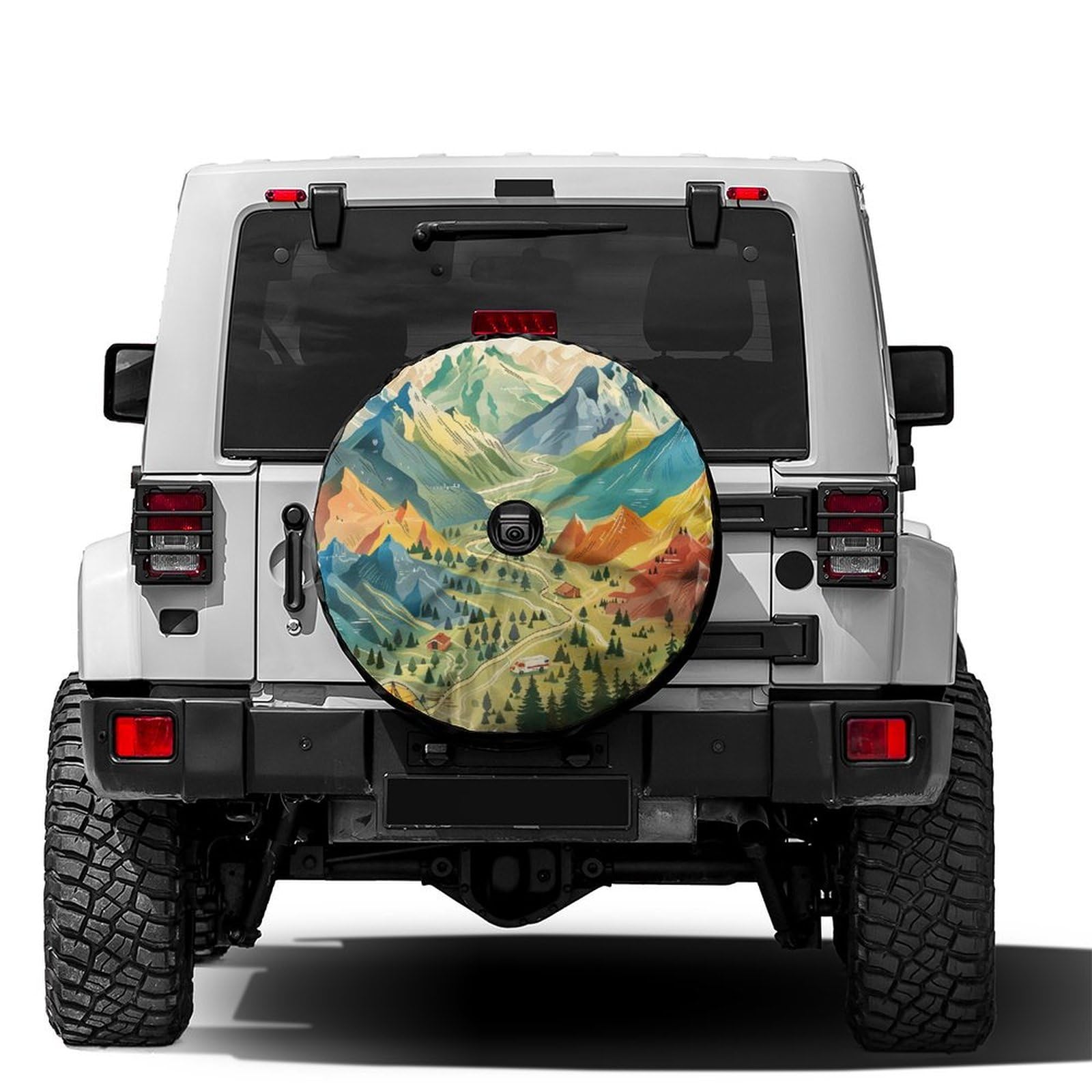 Dujiea GO to Mountain Spare Tire Cover with Backup Camera Hole, Universal Wheel Tire Cover Tire Protectors for Trailer RV Van SUV Truck Camper and Many Vehicle 17inch