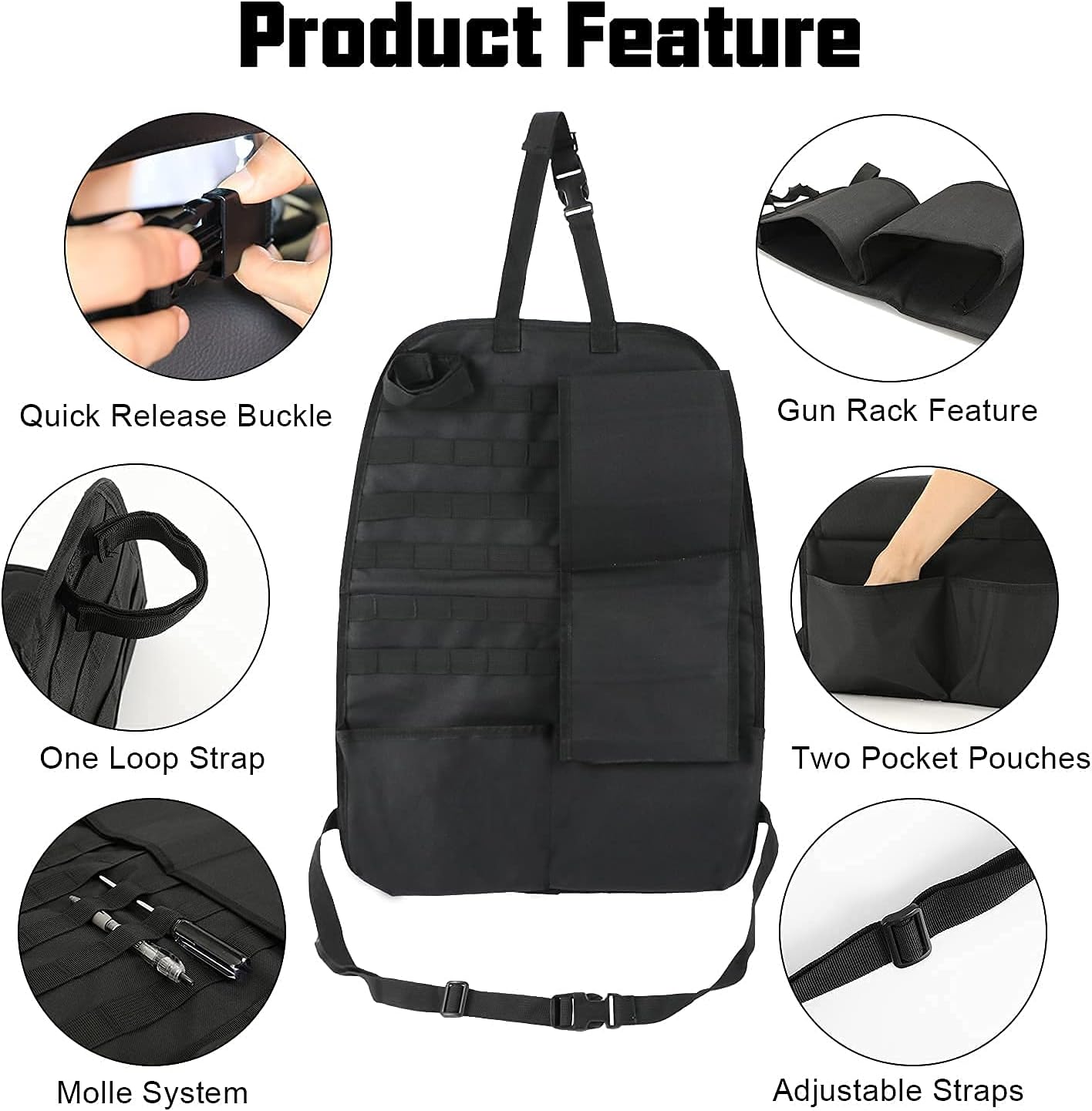 Winunite Tactical Car Seat Back Gun Rack Holder Organizer with Molle Panel Front Seatback Cover Storage Bag for Hunting Rifle Shotgun Mount Universal Fit Vehicles SUV Truck MPV Pickup - 2PCS : Sports & Outdoors