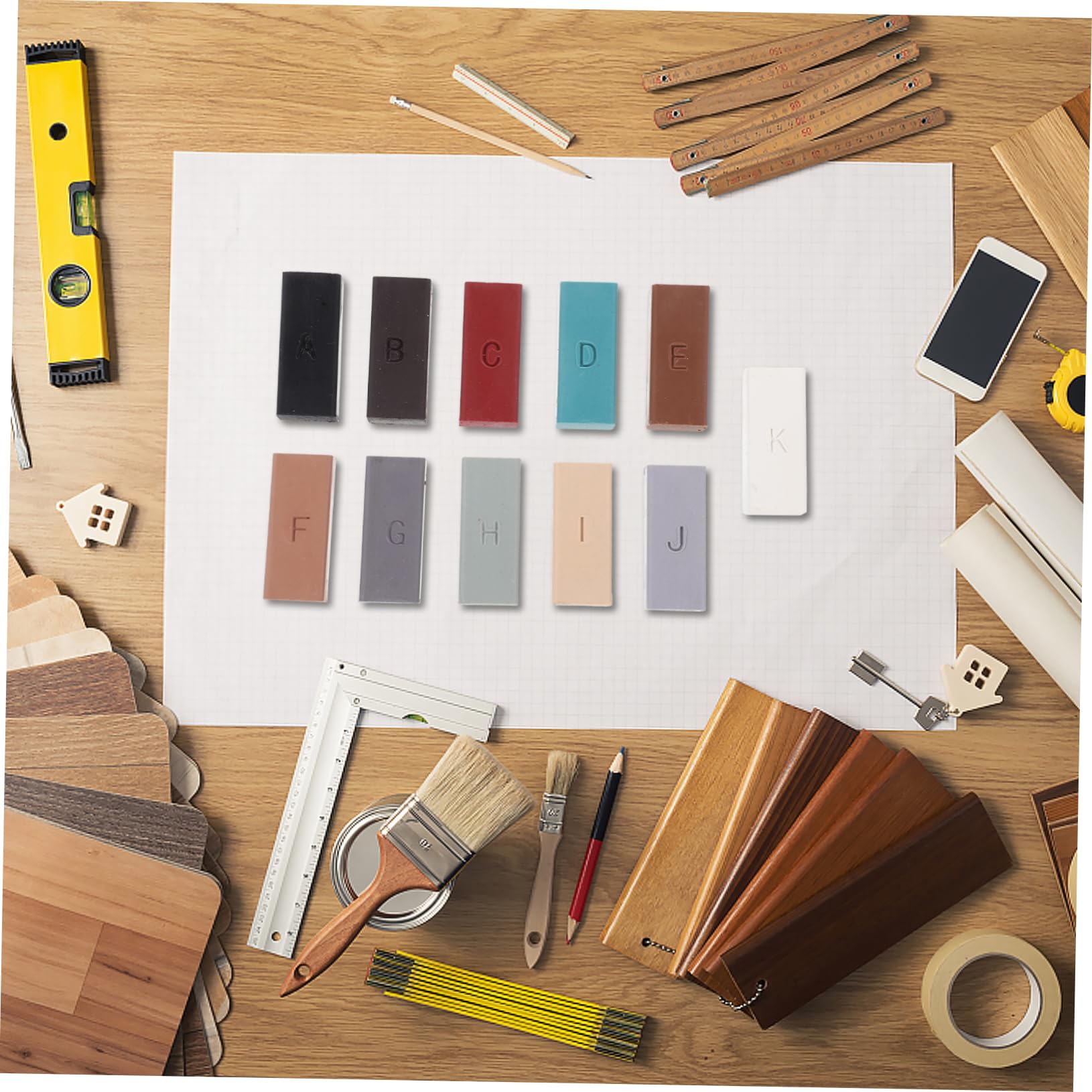 CALLARON 1Set Wood Floor Repair Kit Manual Furniture Restoration with Strong Wax Blocks for for Scratches and Damage Hardwood Laminate and Vinyl Surfaces