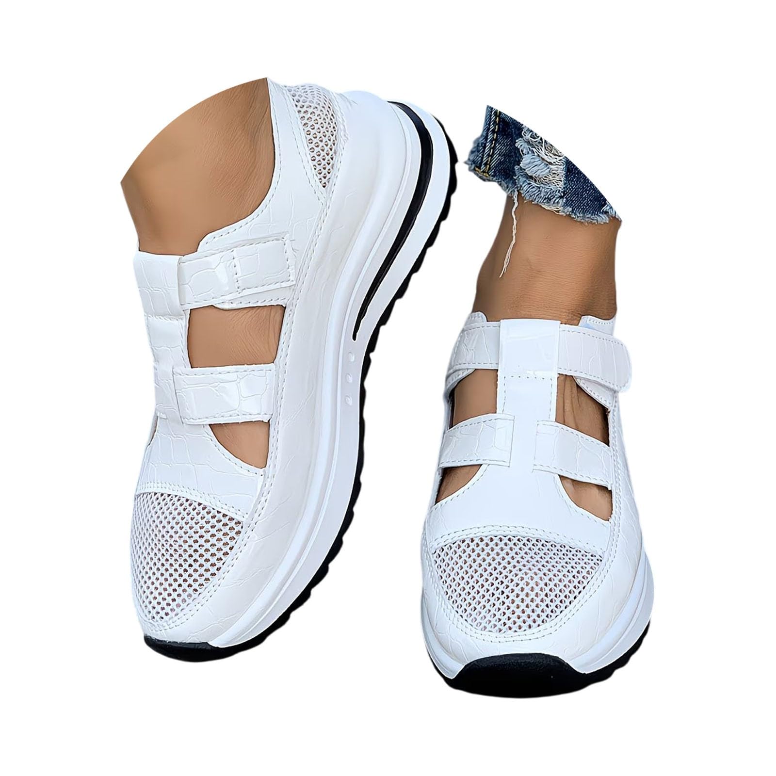 Zapatillas Confort Mujer Pie Ancho Zapatillas Blancas Zapatillas De Caminar Mujer Verano Sandalias Ortopedicas Mujeres Confort Sandalias Mujer Compensado Transpirable Deporte Senderismo Playa Danza