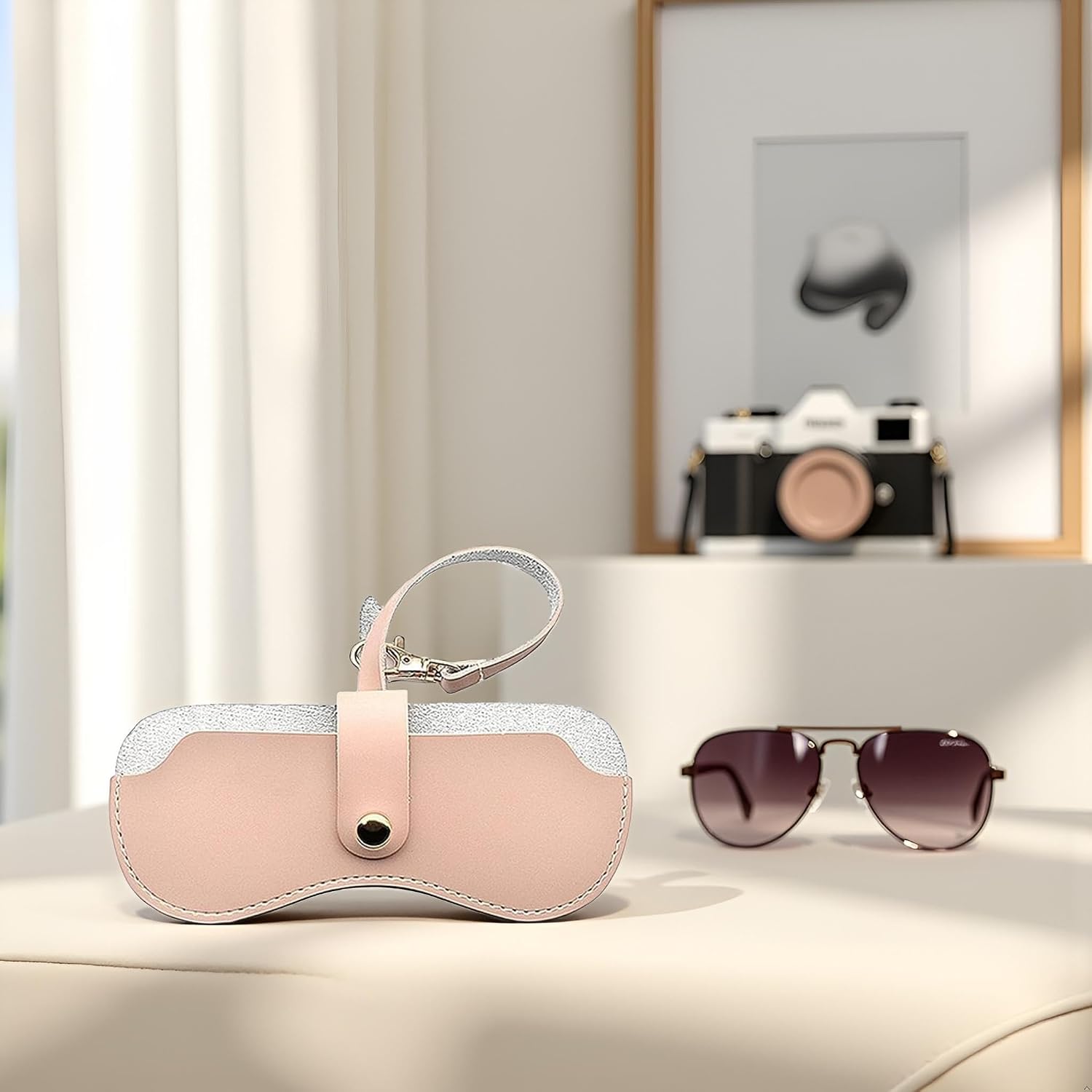 Jowxsx Soft Leather Glasses Case Pouch Eyeglasses Bag Organizer Storage Portable Sunglasses for Women Men Eyewear Sleeve