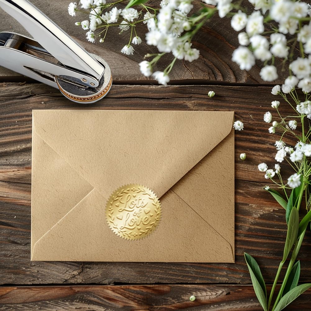ANATTASOUL Timbro per libri personalizzato con motivo "Lots of Love", durevole timbro per biblioteca con manico, set per carta, libri, buste, inviti, certificati, regali