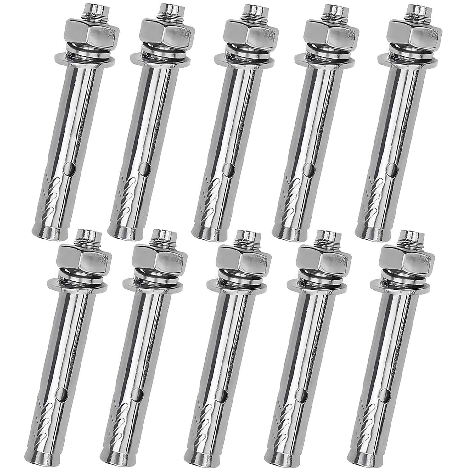 Lot De 10 Chevilles à Expansion (ancres) 8mm X 60mm - Avec écrou Et Rondelle - Filetage M6 - Marque Uxcell