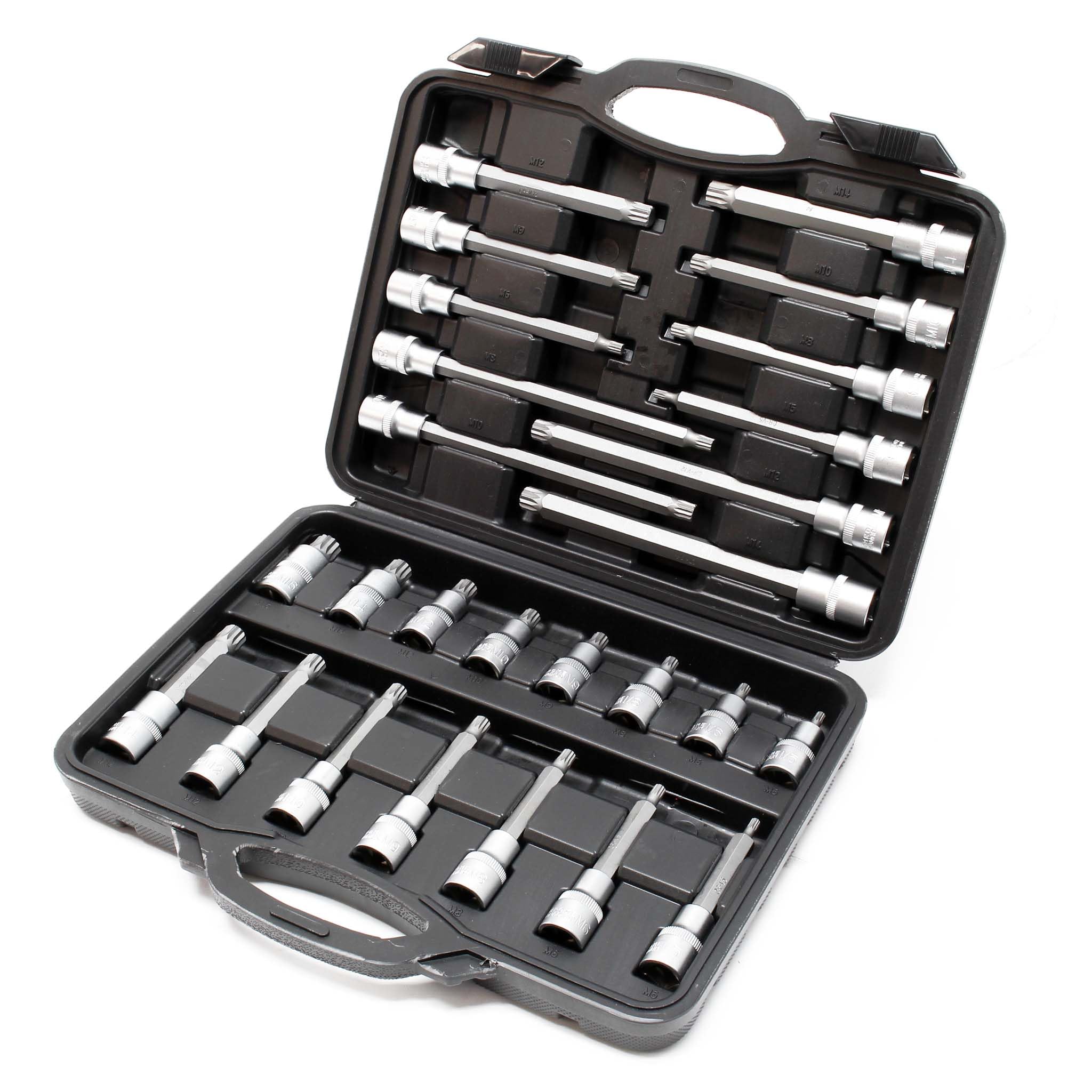 Set chiavi a bussola 88 pz. con esagono cavo, multidente interno e esagono incassato in 3 valigette