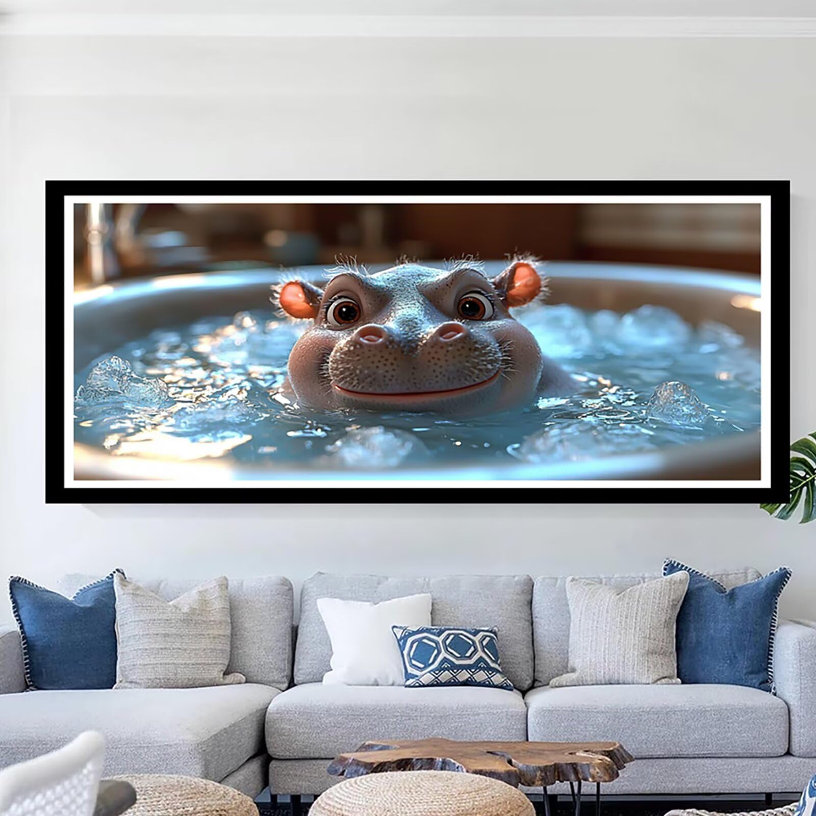 Diamentowe malowanie Wanna 5D Diamentowe Rysunek, DIY Diamentowe Malowanie Dorosłych Hipopotam Diamentowe Malarstwo Zestaw DIY Dzieci Kryształ Prezent Na Ścianę Wystrój Domu 55x110cm CJ0P-705