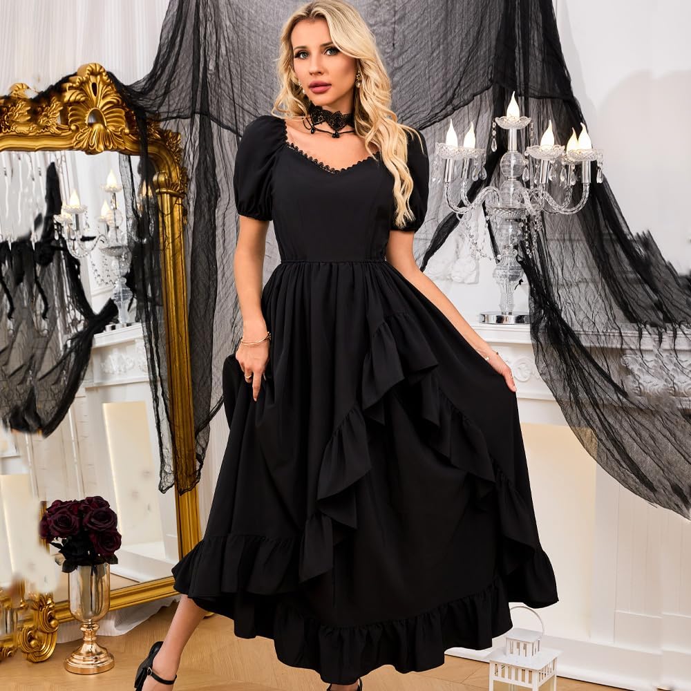 Abaowedding Women Renaissance Dress Cottagecore High Low Costume Dress - Image 5