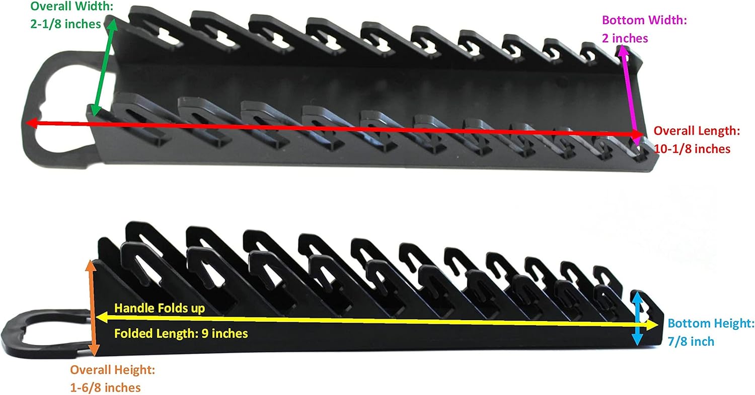 JSP Manufacturing 11-Tool Gripper Wrench Organizer Tool Tray Kit for Stubby or Line Wrenches (4 Piece Kit, Black & Red)
