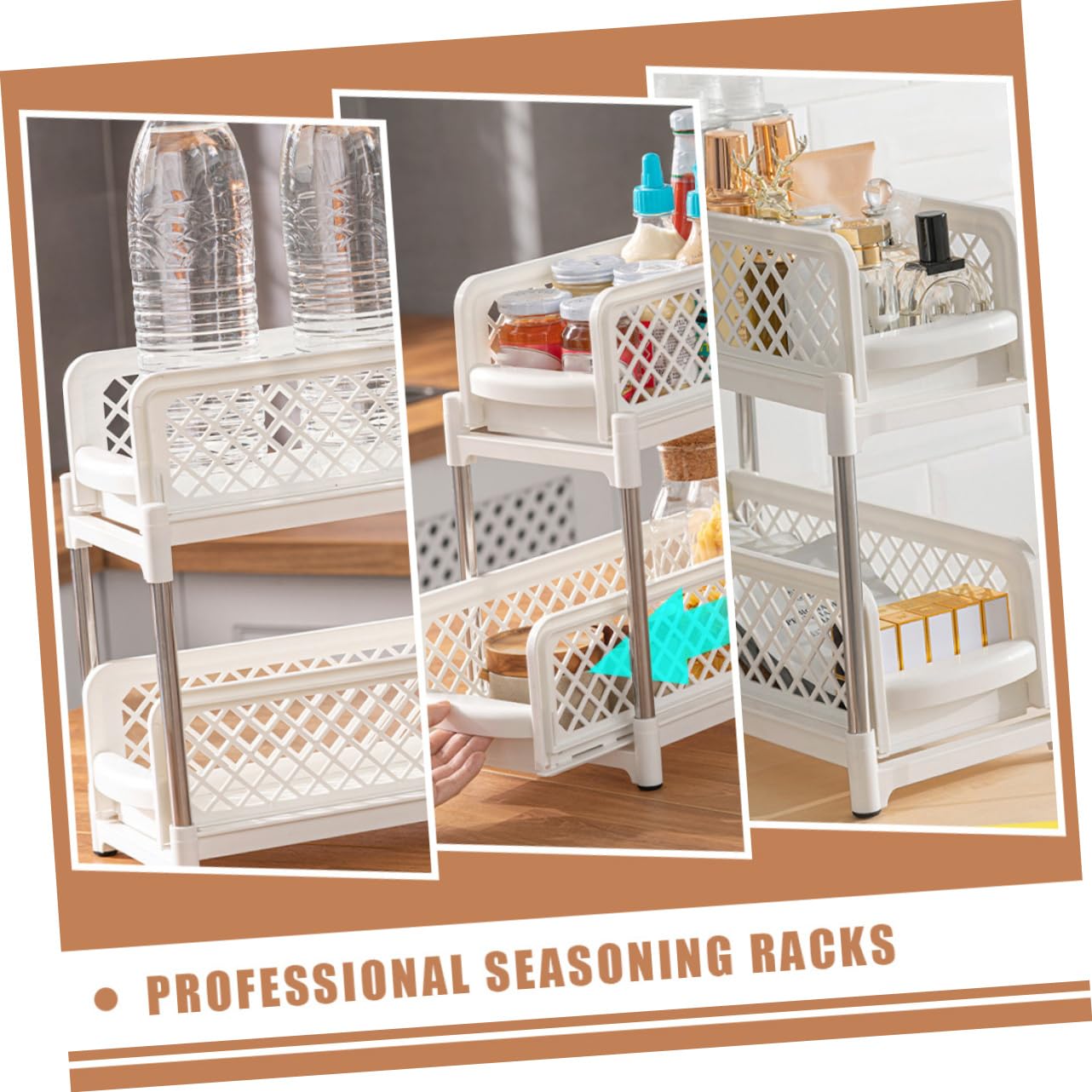 Alipis Convenient Kitchen Organizer Double Layer Shelf Bathroom Countertop Stable Easy to Clean