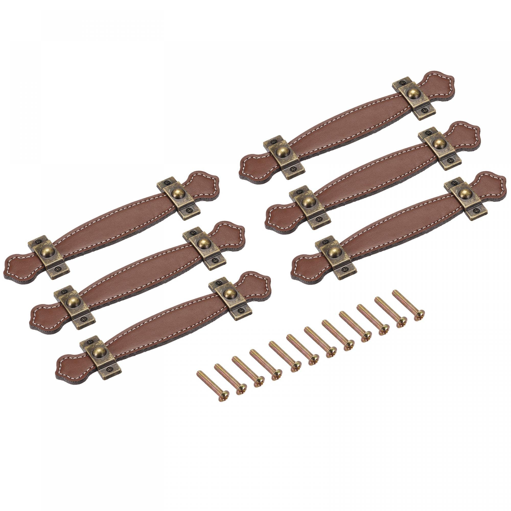 Poignées de tiroir en cuir marron de 19,3 cm pour meuble chic