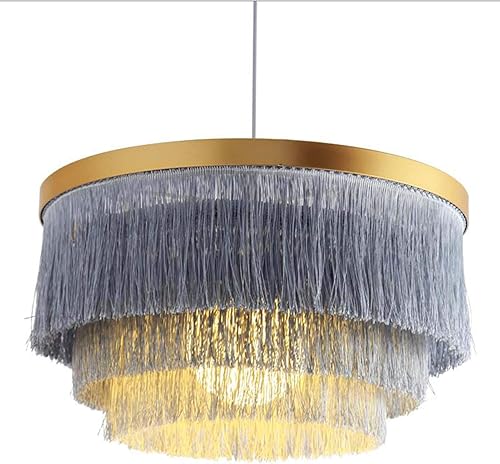NZDY Lámpara colgante nórdica moderna de 17 pulgadas, 3 tercera lámpara redonda contemporánea, lámpara de techo romántica con borlas para
