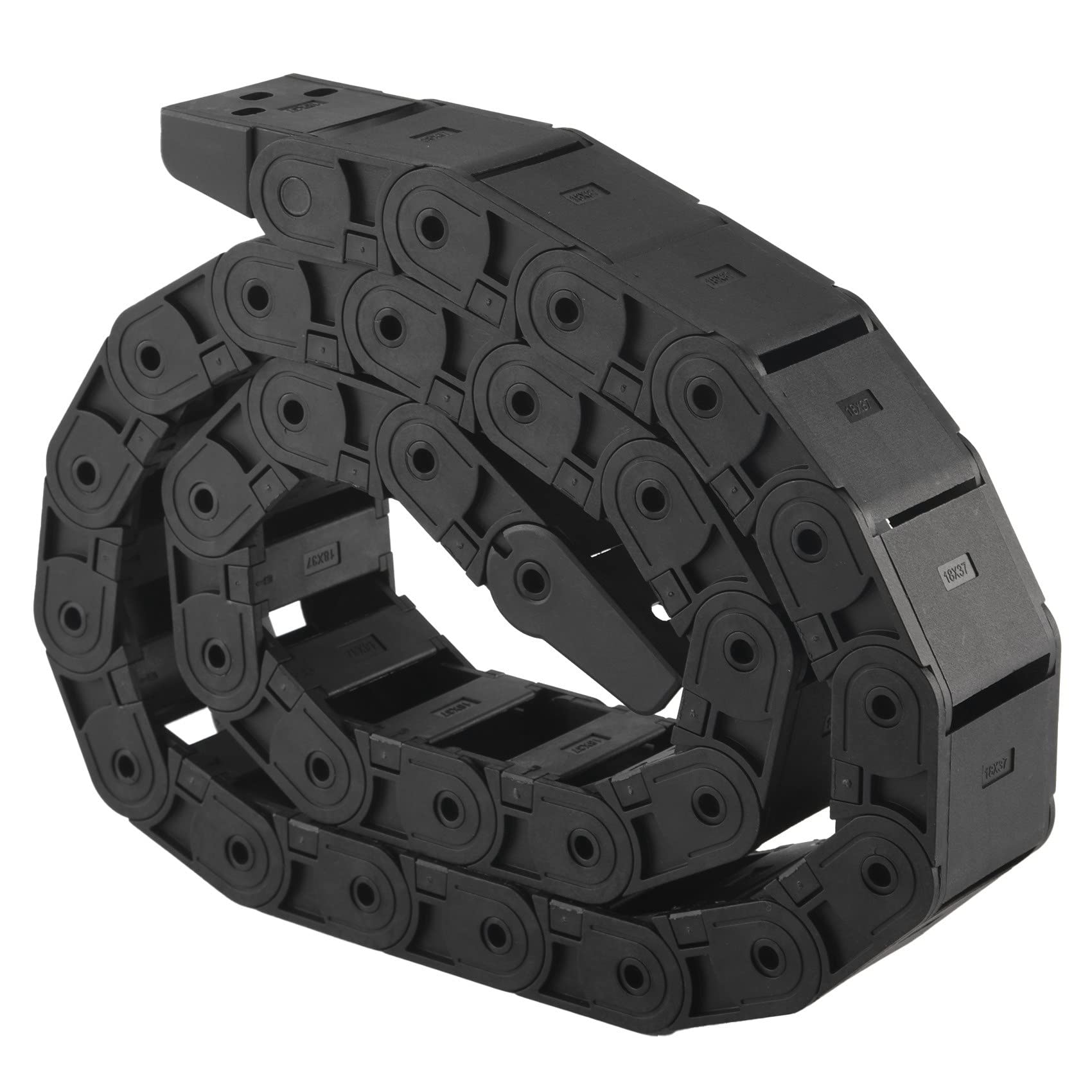 18 mm x 37 mm Schwarze Flexible Halboffene Kabelschleppkette 1M 39.4