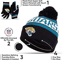 Vista 5 de Ultra Game Gorro de invierno de punto súper suave oficial de la NFL con guantes extra cálidos para pantalla táctil