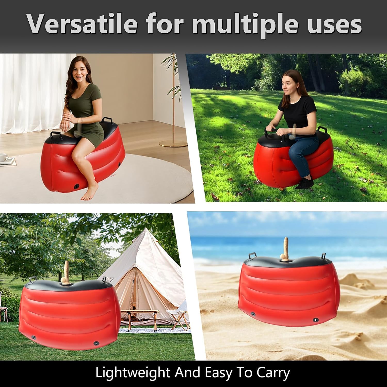 Canapé Érotique Gonflable pour Couples Adultes/Coussin Aide-Posture avec Dildon à Ventouse/Jouet Stimulateur Double & Chaise de Bondage avec Support pour Jouets Érotiques