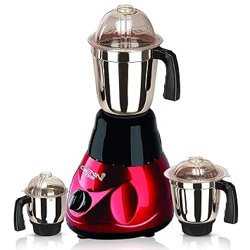 Gemini MRBKRDEP21 750-Watt Mixer Grinder with 3 Jars (1 Wet Jar, 1 Dry Jar and 1 Chutney Jar) - Black Red
