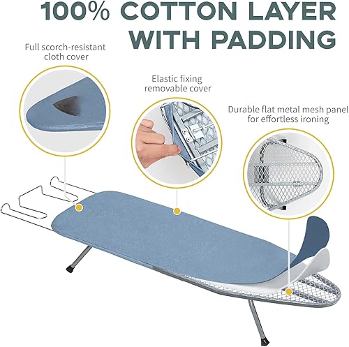Miniatura 2 de Tabla de planchar de mesa, pequeña tabla de planchar plegable portátil con pies antideslizantes, mesa de planchar compacta de viaje para dormitorio