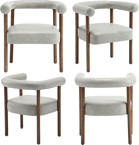 Miniatura 5 de Mid-Century - Juego de 2 sillas de comedor modernas con reposabrazos de barril, sillas de comedor laterales con respaldo curvo, sillones tapizados