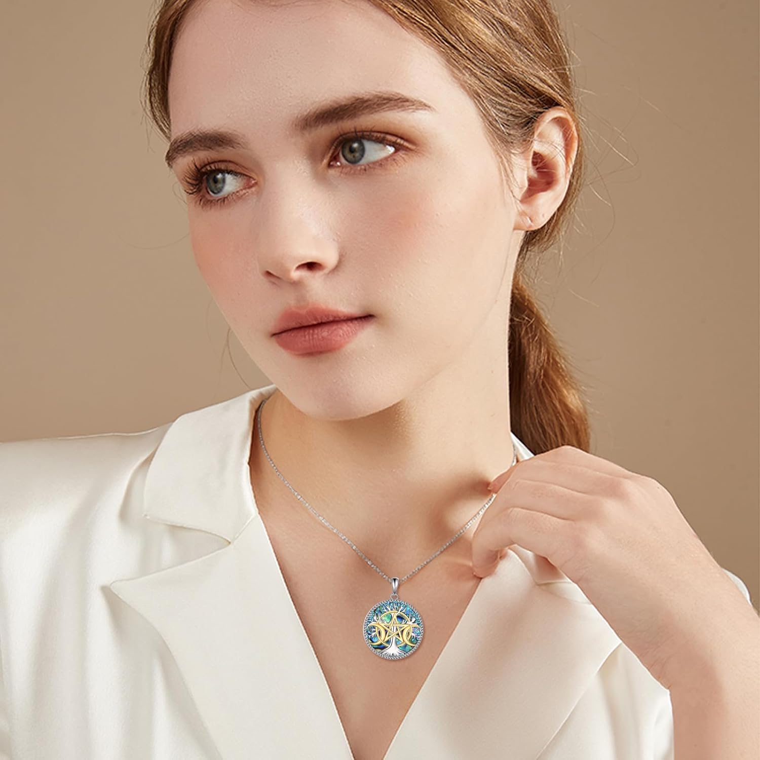 Witch Knot/Trinity/Triple Moon Necklace S925 Sterling Silver Protection Jewelry Gifts for Women - Image 2