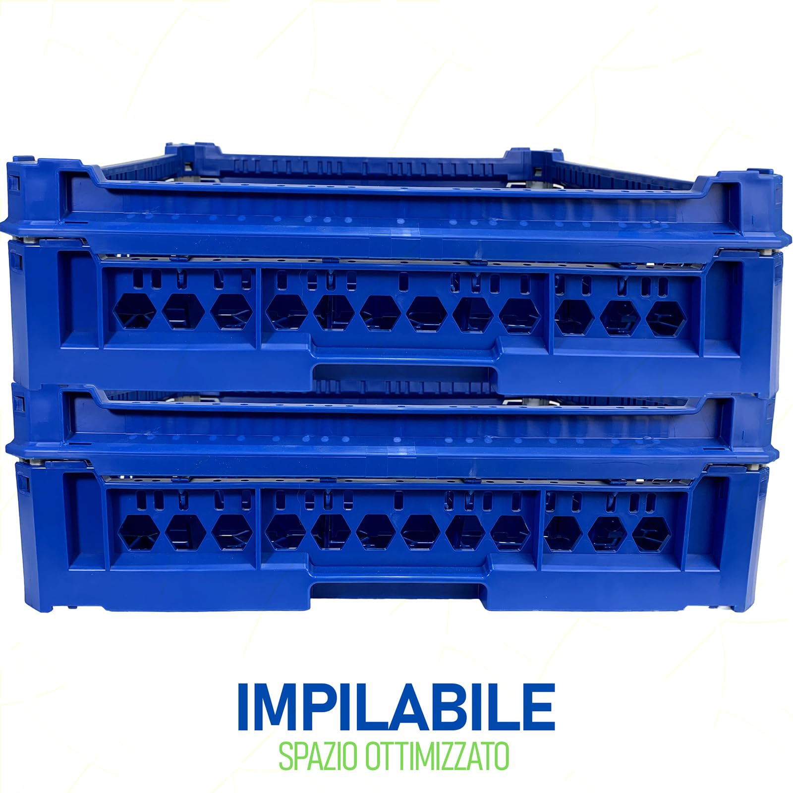 Sicignano | Cesta per Lavaggio Bicchieri, Plastica Alimentare, Impilabili, Resistenti fino a +95°C, Ideali per Lavaggio Asciugatura Stoccaggio - Misura 500x500 mm (5X5, KIT 2)