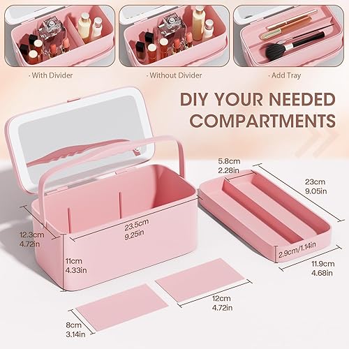 Miniatura 6 de Buqikma Espejo de maquillaje con luces, espejo de tocador con luces, espejo de maquillaje iluminado de 3 colores, estuche de maquillaje con espejo