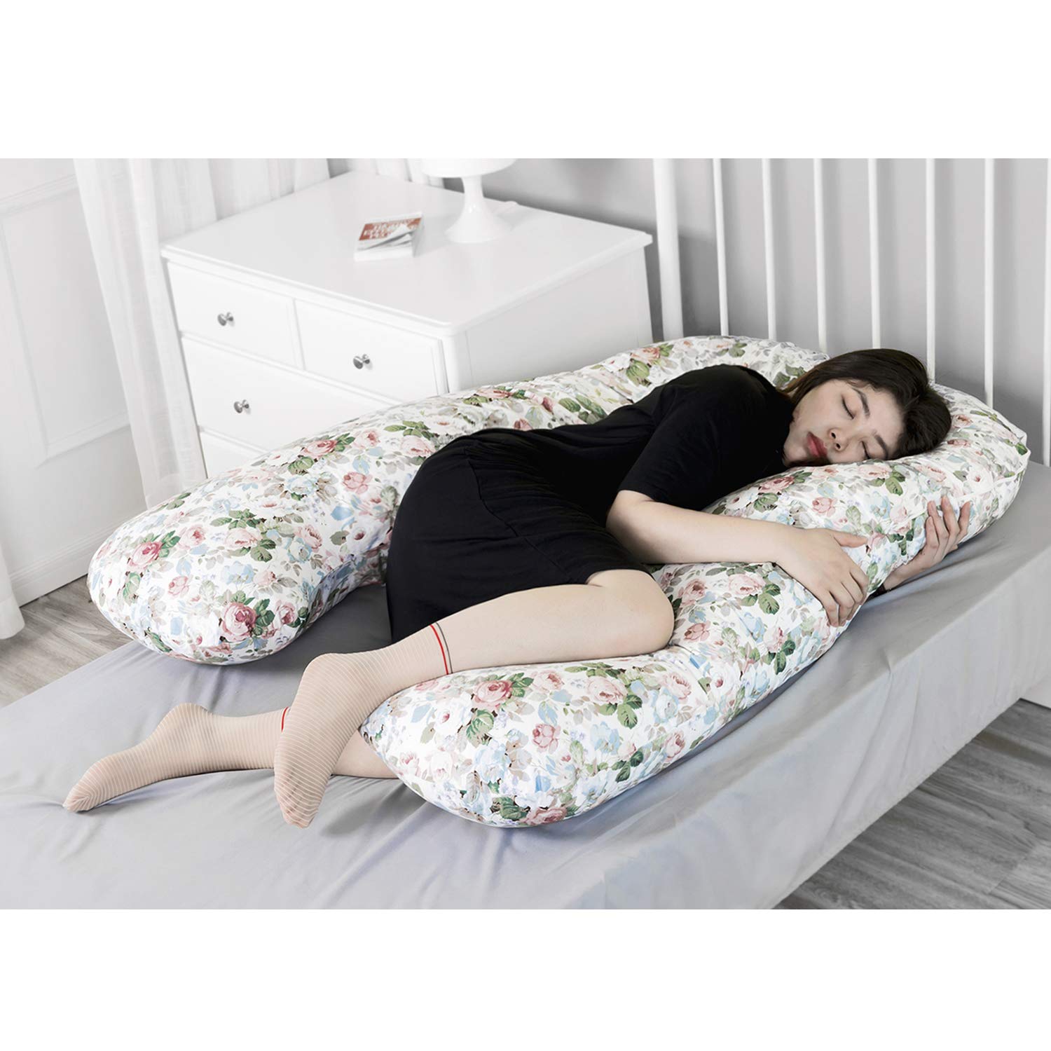 TILLYOU Pregnancy Pillow Cover - Cooling, Breathable Cover For U-Shaped Full Body Maternity Pillow (55"x31")
