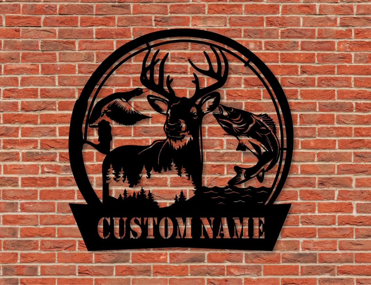 Custom Deer Hunting Metal Name Sign, Outdoor Decor Deer Fish Duck Hunting Metal Wall Decor, Forest Deer Wall Decor, Metal Monogram Family Name Sign, Anniversary, Last Name Sign.