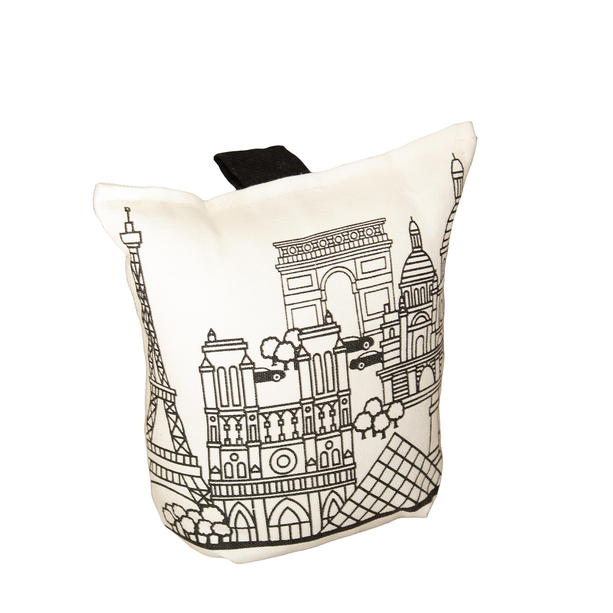 City Skyline Doorstop 17x18x10cm Canvas Black Monochrome Print Home Door Stay Decoration (Paris City)