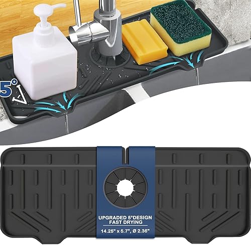 Grifo de fregadero de cocina, protector contra salpicaduras, grifo de fregadero de silicona, tapete de secado para grifo, bandeja colectora de disponible en Yaxa Peru