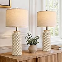 Vista 23 de Juego de 2 lámparas de mesita de noche de cerámica moderna dorada de 20.5" para decoración de dormitorio, lámpara de mesa de estilo granja