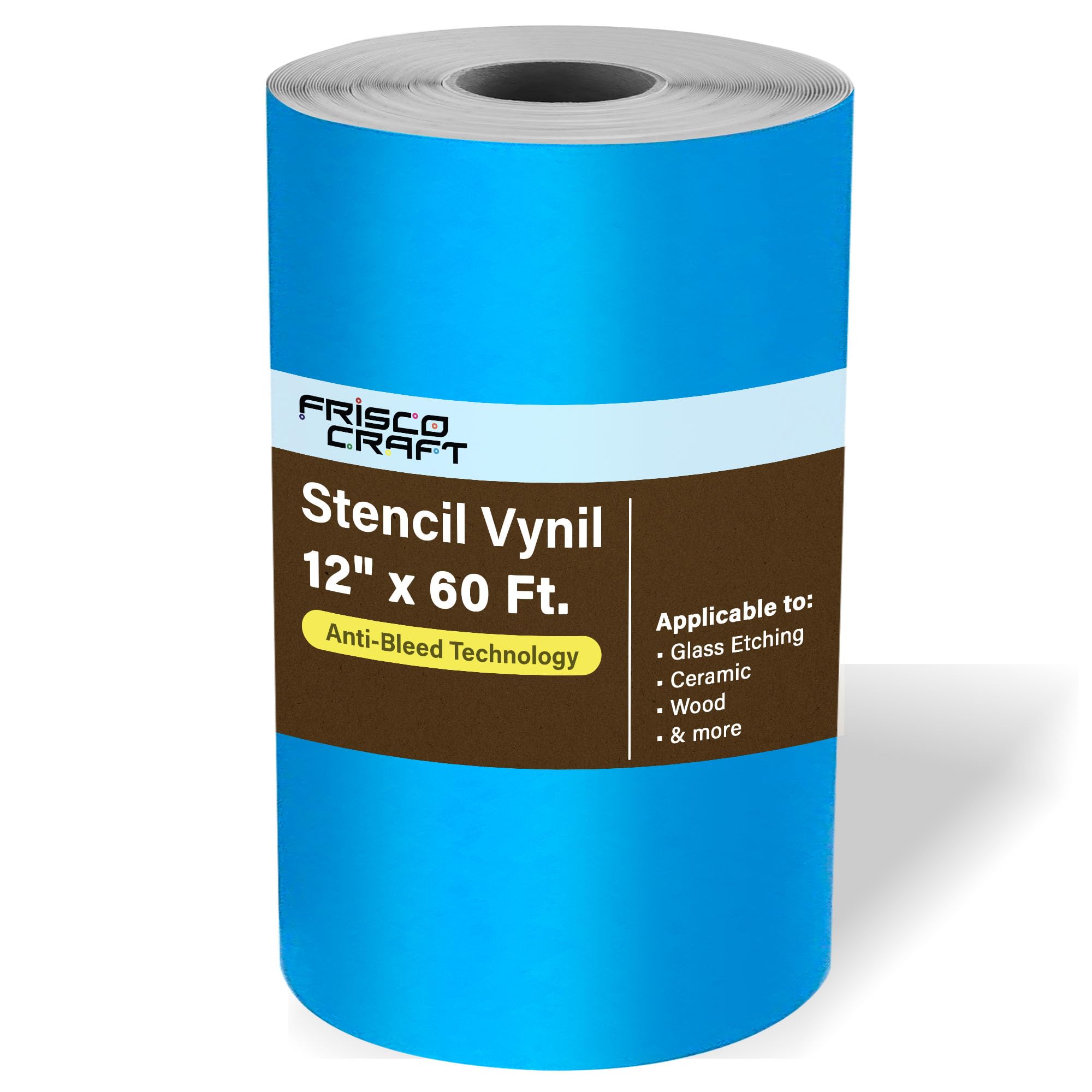 Frisco Craft Stencil Vinyl - Compatible Stencil Vinyl for Most Cutters - Blue Removable Sheet - Professional Grade, Easy to use, No Residue, Multi-Purpose (12” x 60ft)