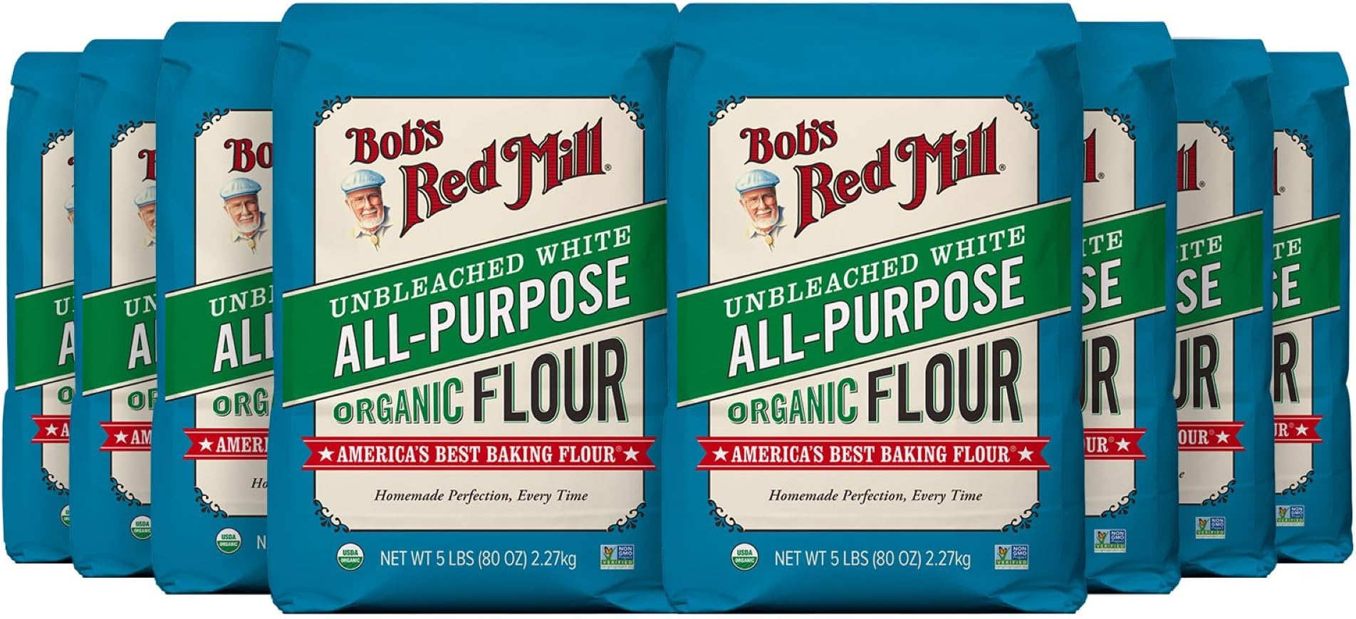 Bob's Red Mill Organic All Purpose Unbleached Flour, 5 lb (Pack of 8) - Vegan, Kosher, Unbromated, Unenriched