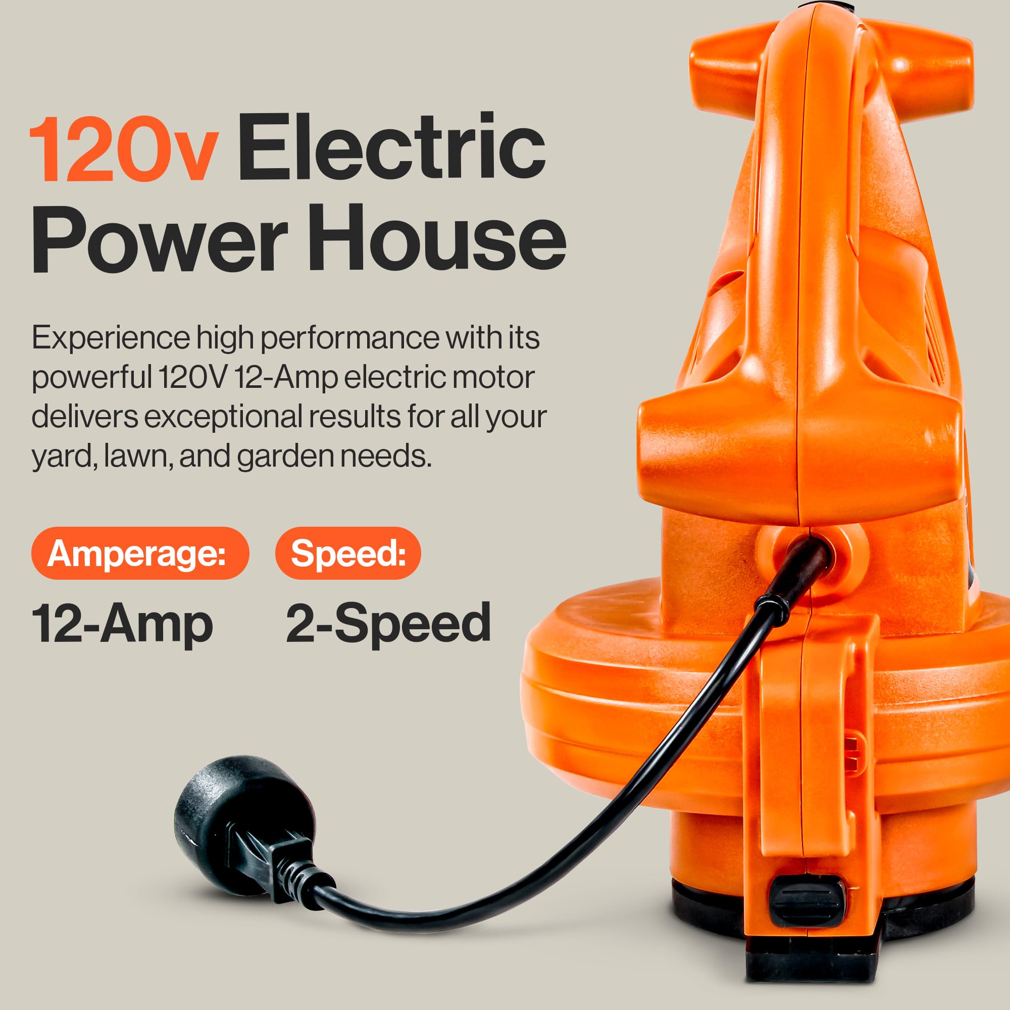 SuperHandy Soplador de hojas 3 en 1, vacío y mulcher eléctrico 230V 3000W con cable plumero de 270 KM/H máximo 10:1 relación de reducción 2 etapa 6 velocidad variable ligero césped y jardín paisajismo