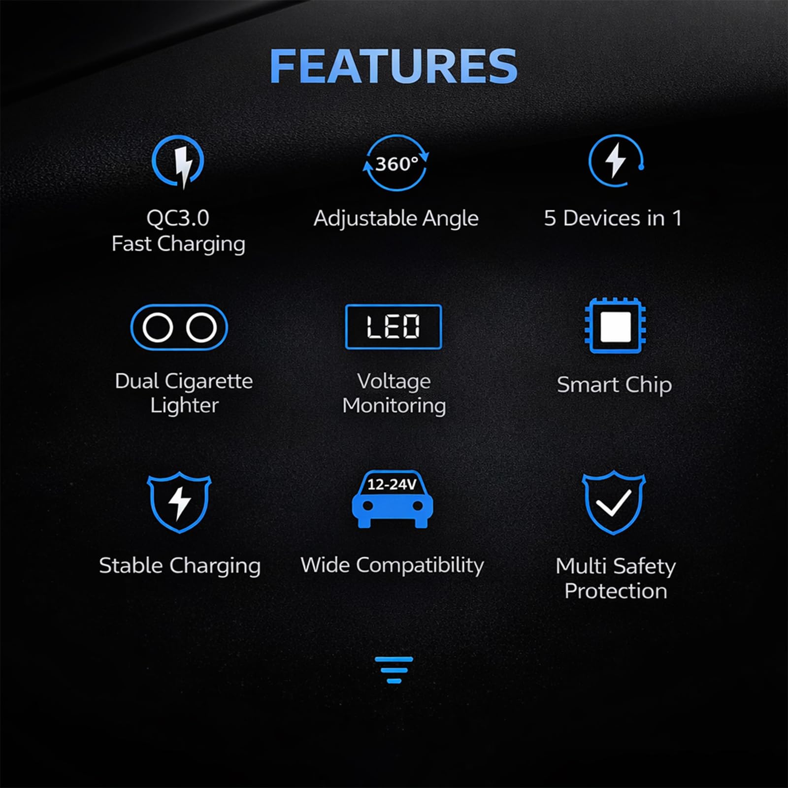 Double Prise Allume Cigare 12V, 120W Multiprise Allume Cigare QC3.0/PD/2.4A,Chargeur Voiture Allume Cigare USB avec Voltmètre LED Charge Rapide pour Téléphone GPS Caméra