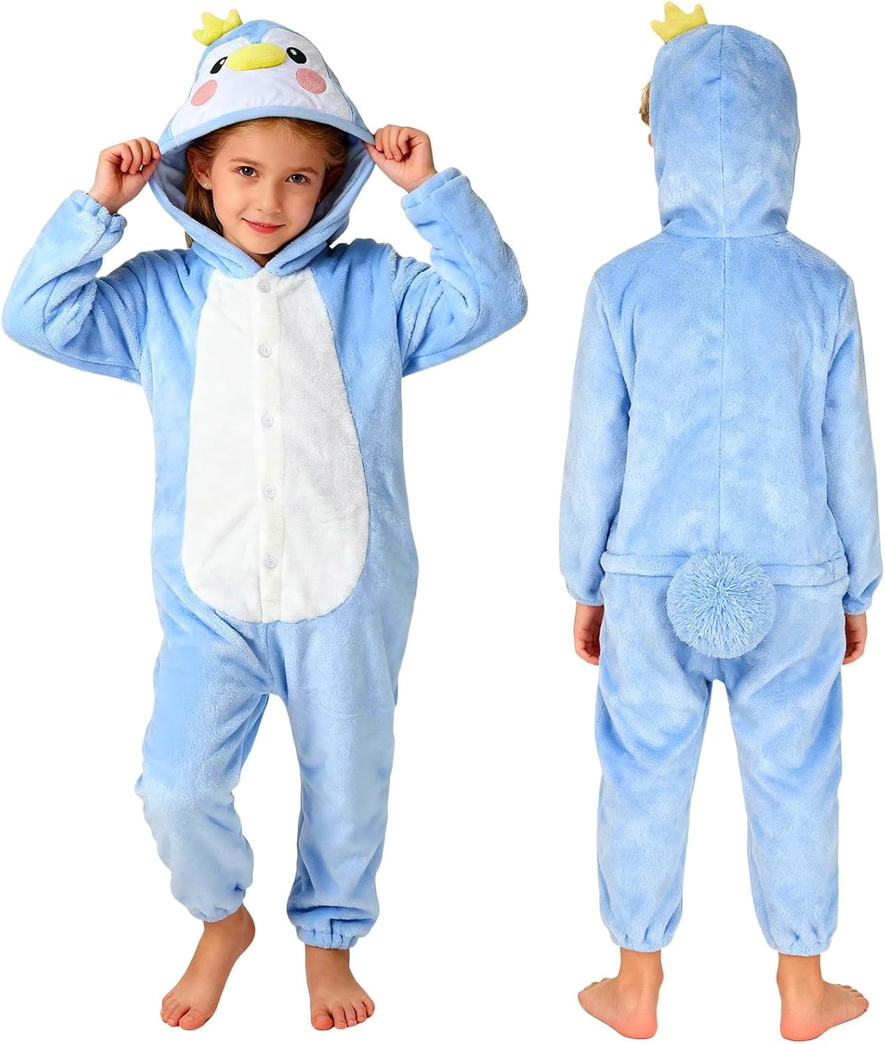 PinkSheep Kids Animal Onesie Pajamas,Cute Girls Flannel Sleepwear,Hooded Stitch Homewear Cosplay Costume