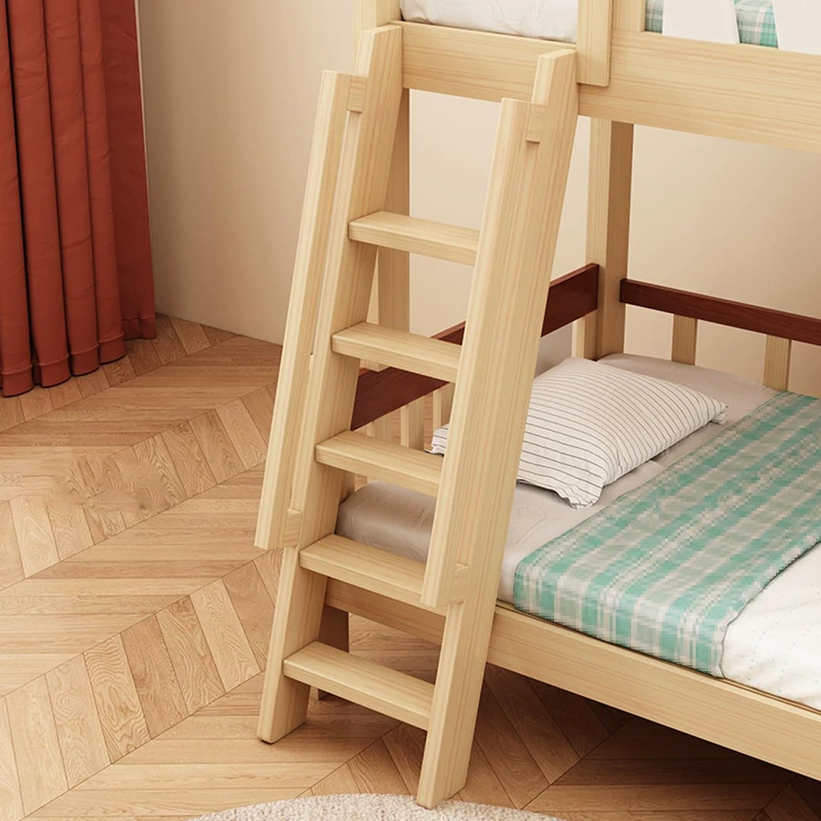 Escalera de madera para litera de 55 pulgadas con pasamanos y carga de 330 libras