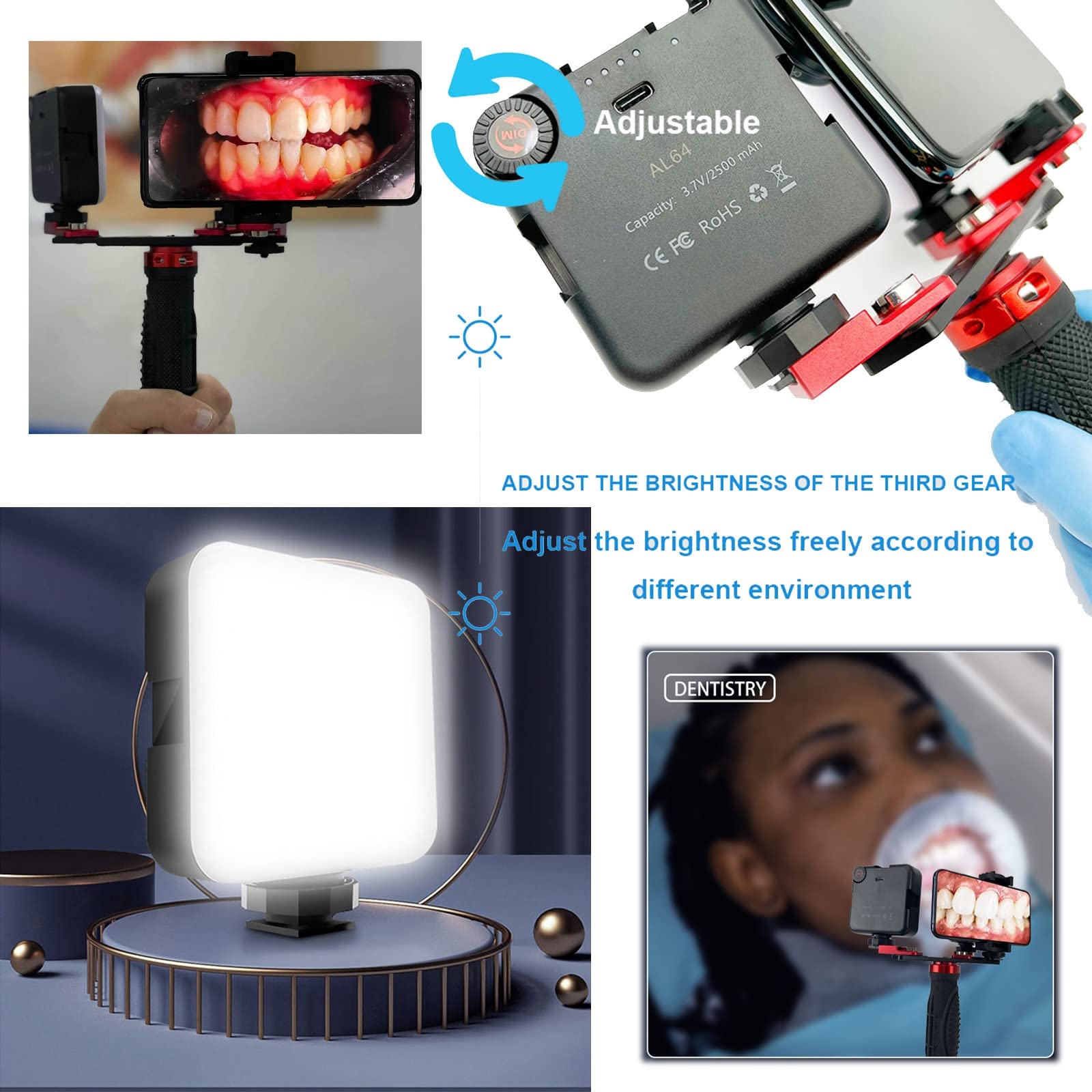 Kit de fotografía dental para odontología, linterna de teléfono móvil, luz de llenado oral, uso de dentistas, equipo de video fotográfico