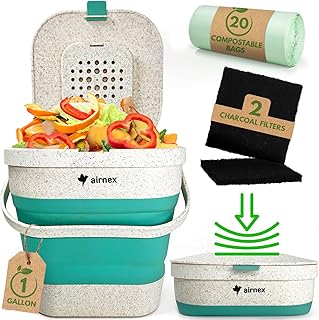 Countertop Compost Bin Kitchen Counter, Indoor Food Composter for Kitchen, Food Waste Bin for Kitchen Counter Top, Small Kitchen Compost Bucket Container, Mini Counter Food Scrap Bin with Lid