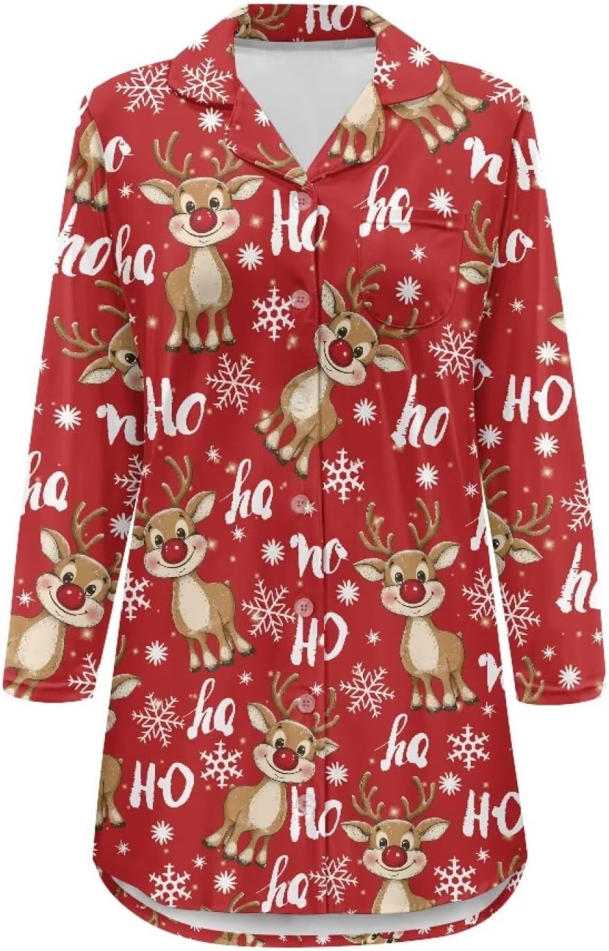 Christmas Pajamas Set for Womens 2 Piece Pjs Long Sleeve Button Up Soft Loungewear Comfy Fall Winter PJ Se