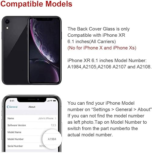 Miniatura 6 de Perzework Reemplazo de vidrio trasero OEM para iPhone XR de 6.1 pulgadas con kit de herramientas de reparación y adhesivo preinstalado (negro)