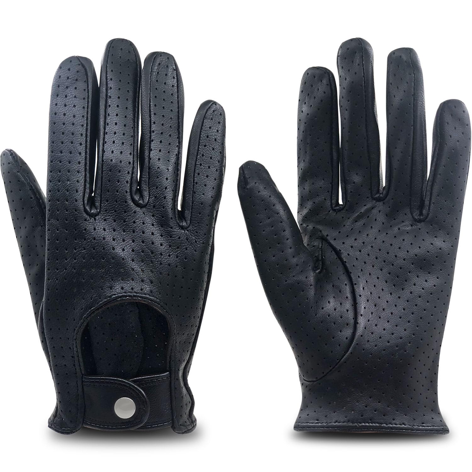 Guantes de conducción de malla táctil de piel de oveja suave y delgada retro para mujeres