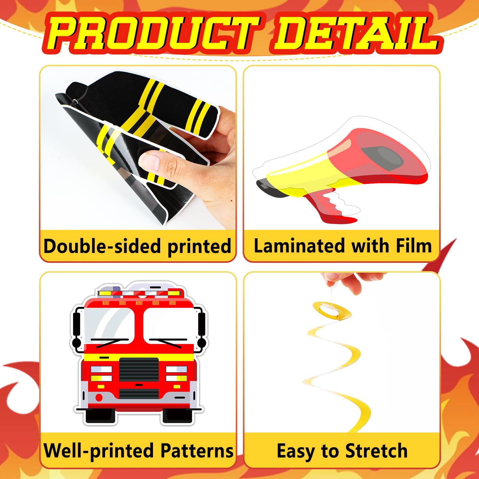Firetruck Hanging Swirl Decorations - 16 Double-Sided Firefighter Party Ceiling Streamers
