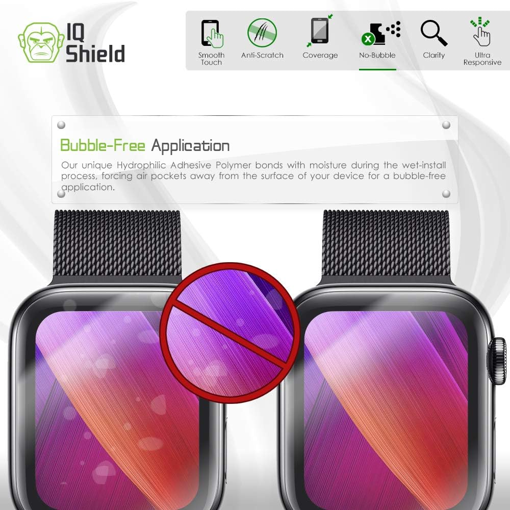 IQ Shield Screen Protector Compatible with Apple Watch Series 5 (44mm)(6-Pack)(Apple Watch Series 6) LiquidSkin Anti-Bubble Clear Film