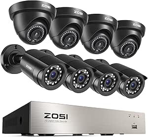 ZOSI 8CH 3K Lite Home Security Camera System with AI Human/Vehicle Detection,8-Channel Surveillance CCTV DVR,8pcs 1080p Weatherproof Outdoor Indoor Camera,Night Vision,Remote Access,No Hard Drive asin的图片