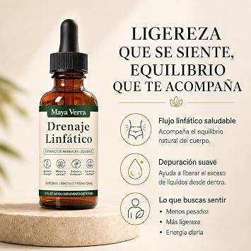 MayaVerra Drenaje Linfatico Gotas, Lymphatic Drainage Drops, Formula Herbal 4 en 1, Hinchazon Abdominal, Equilibrio de Liquidos, Depuracion Natural, Apoyo Inmunitario, Vegano, 2 Fl Oz