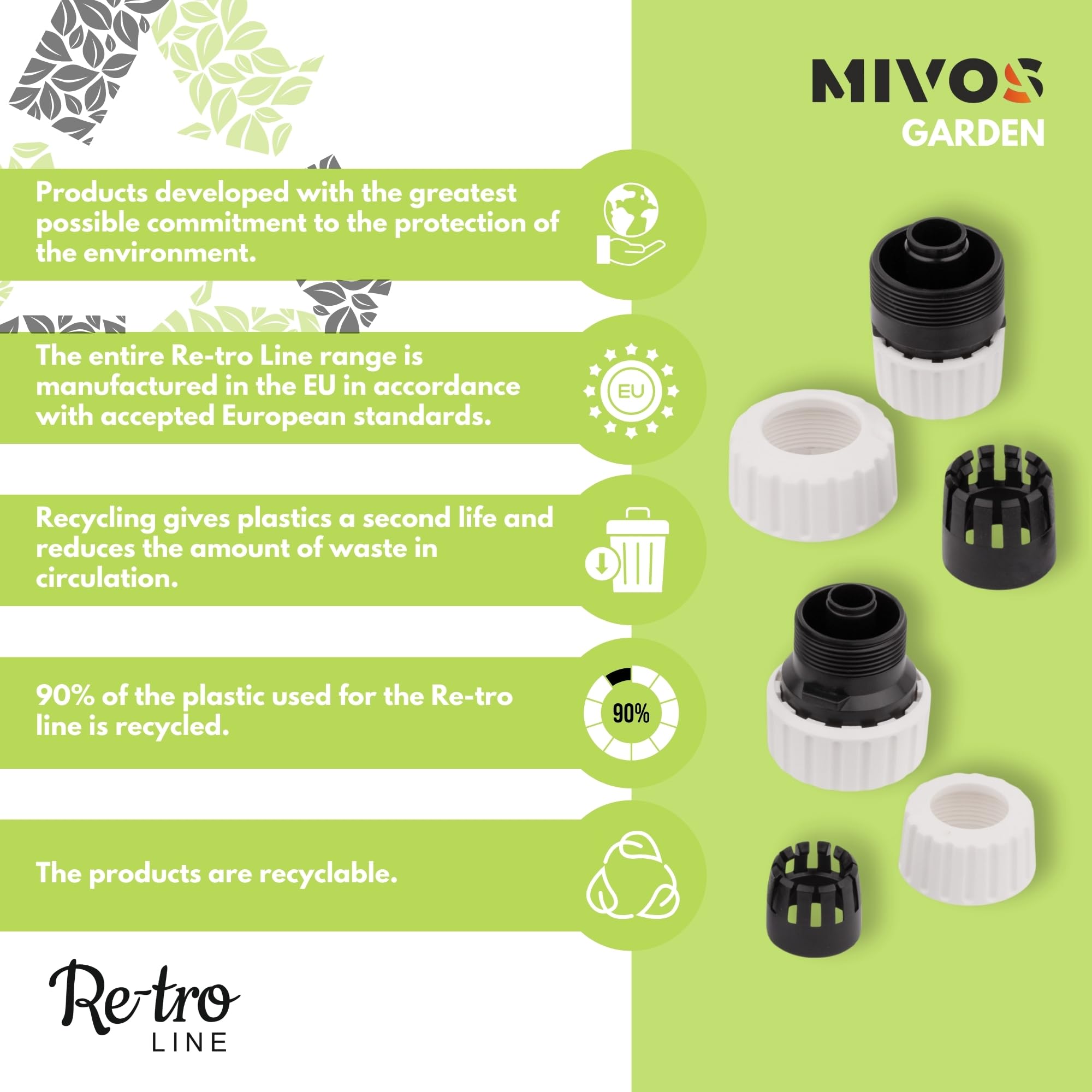 Mivos Hose Connector 3/4 Inch, Made from 90% Recycled Plastic, Repair Connector - Image 4