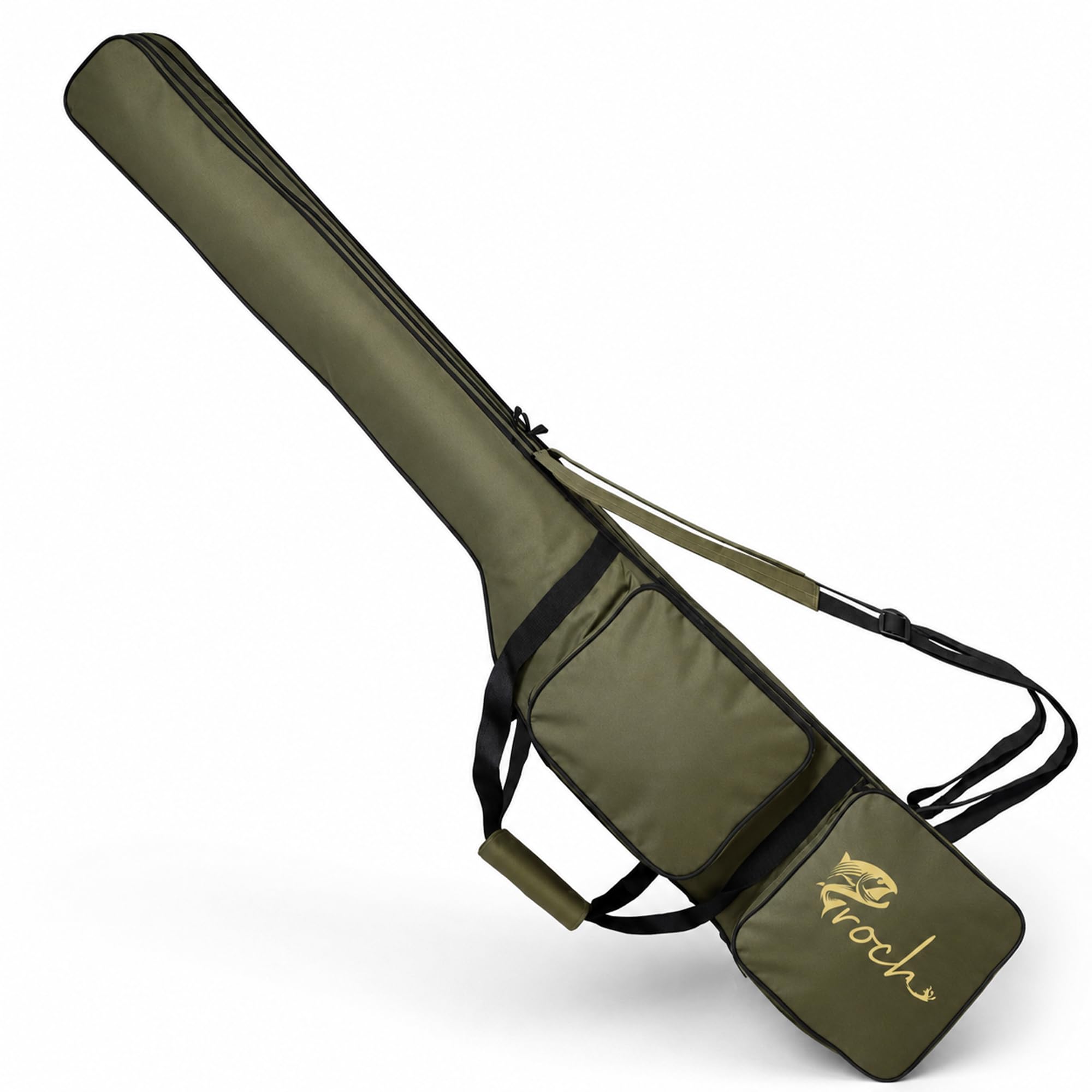 Croch Bolsa para caña de pescar con correa para el hombro, bolsa impermeable para cañas de pescar, bolsa Oxford, gran capacidad para cañas de pescar y carretes, bolsa de transporte de viaje