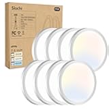 8PACK LED Flush Mount Ceiling Light Fixture, 3000K-4000K-6500K & 100W Equivalent Modern Kitchen Recessed Ceiling Lamp 15W 1500Lm 7.5 Inch Closet Round Surface for Bathroom Laundry Bedroom Hallway