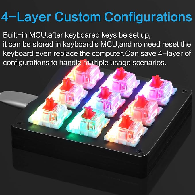 Teclado Mecánico Koolertron One Handed USB-C RGB miniatura 5