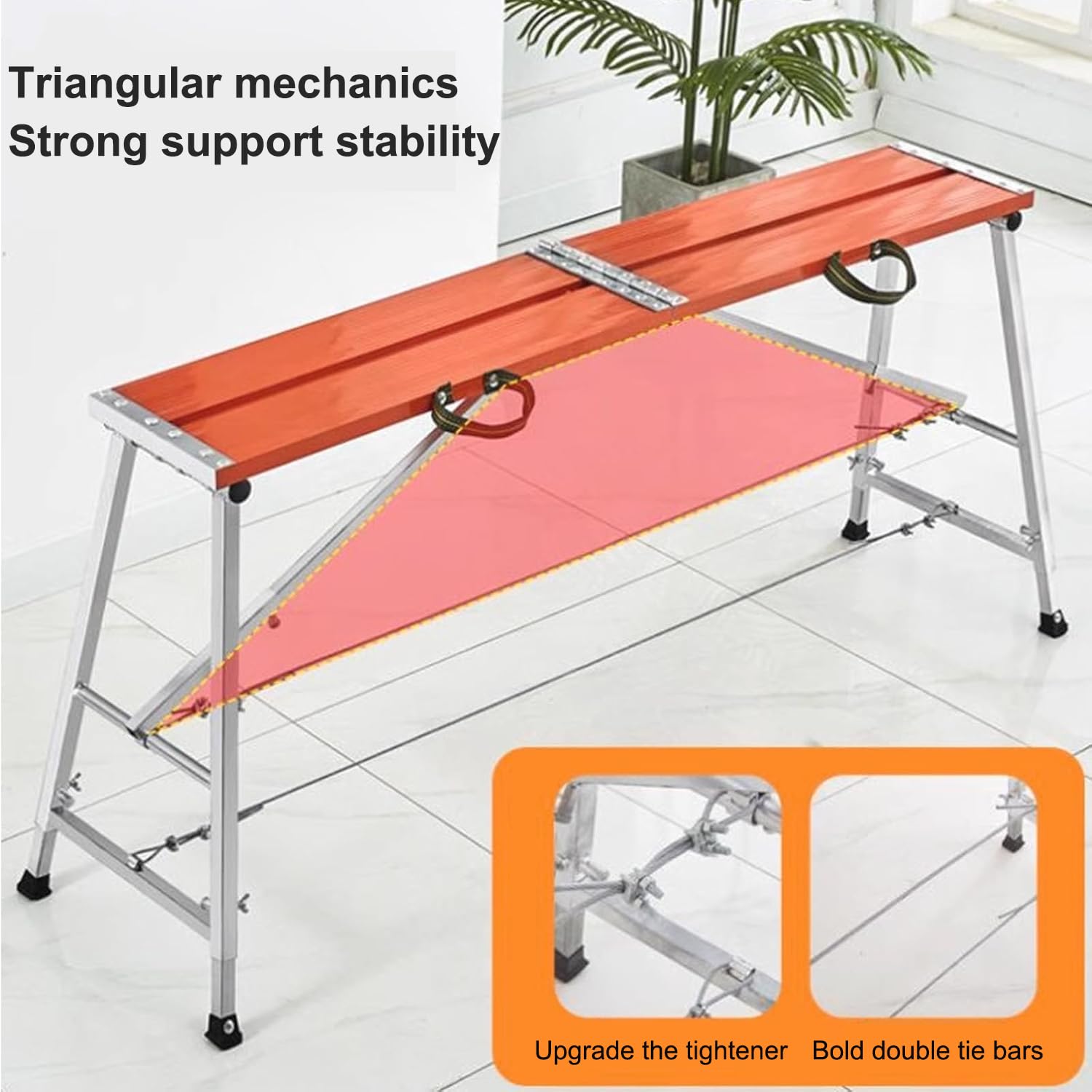 Plataforma de trabajo ajustable, escalera plegable de aluminio, multiuso, taburete de andamio, capacidad de 300 kg, altura ajustable