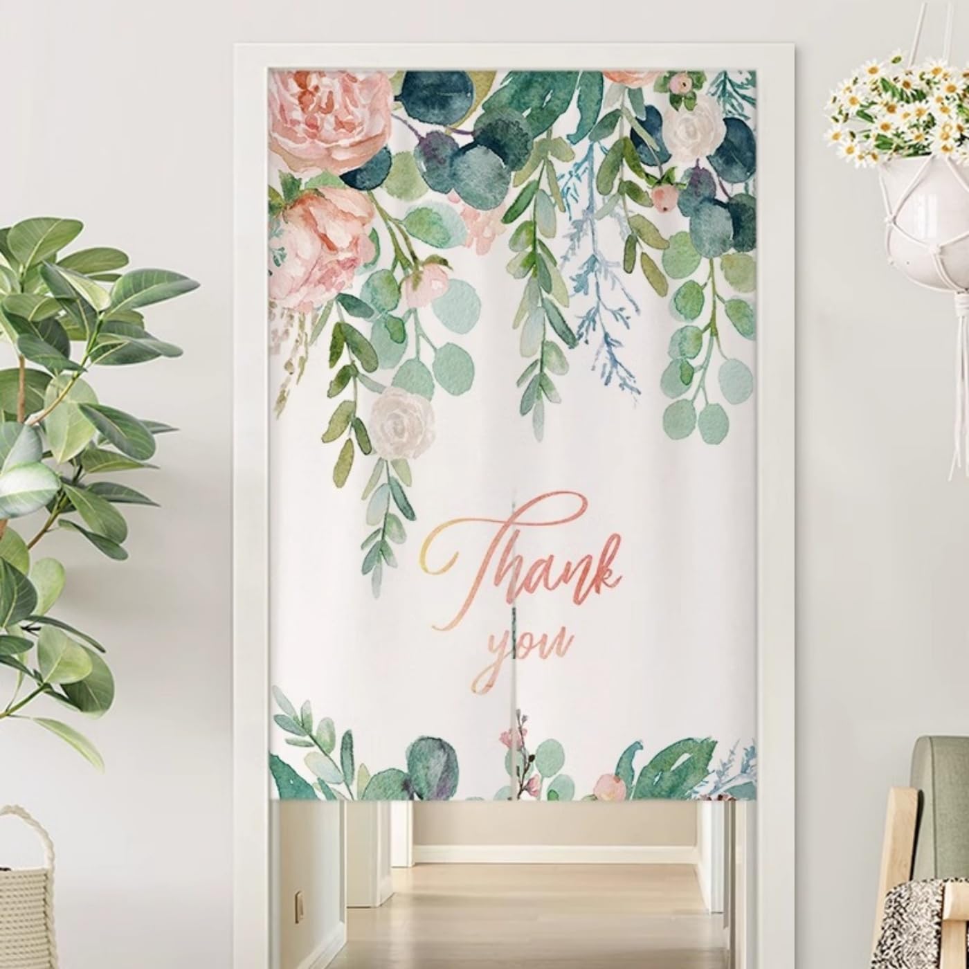 Guest Ruyunlai M02 Green Plants Japanese Noren Doorway Curtain, 90X150cm